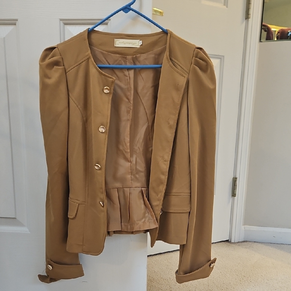 Camel Blazer with Gold Buttons